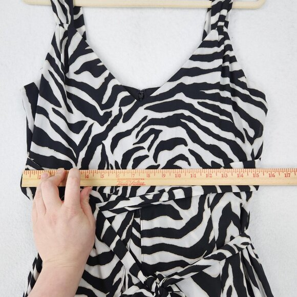 WHBM Jumpsuit Womens 8 Black White Zebra Print Wide Leg Belted Sleeveless Casual - Picture 6 of 14